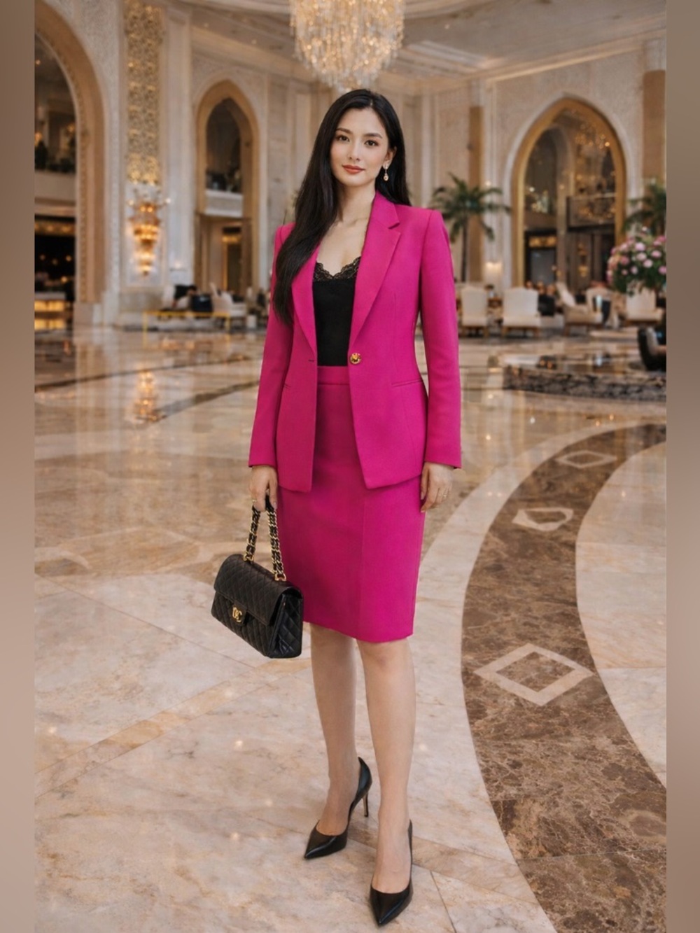 Wool Italian-inspired Vintage Giovanni Set Oversized Blazer/Skirt set size 6.